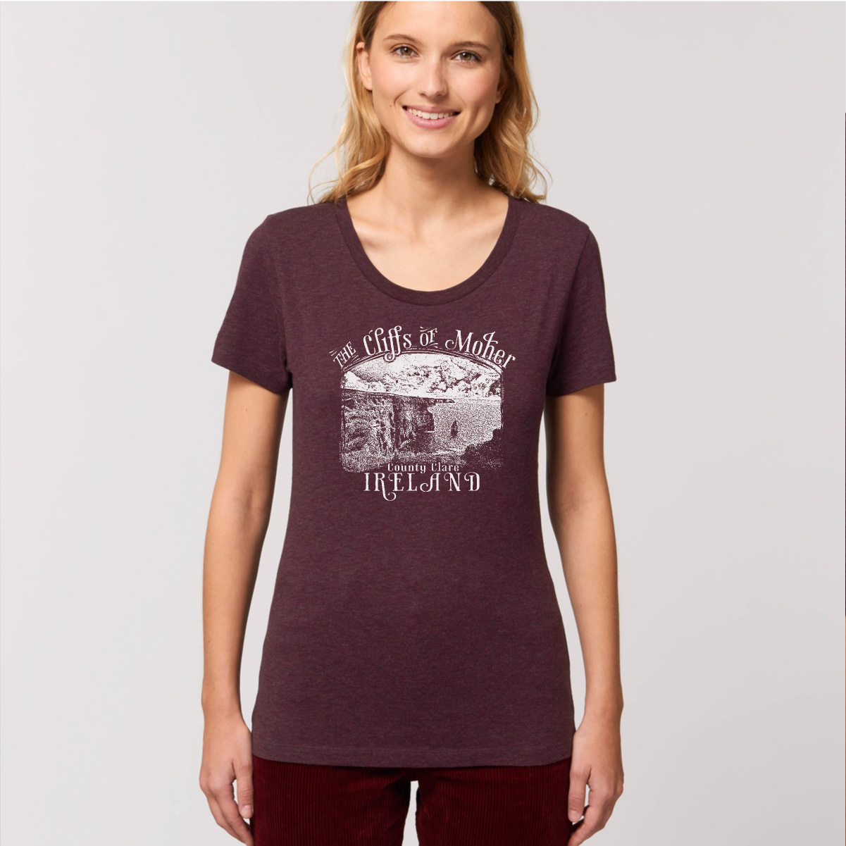 Monochrome Moher Cliffs Organic Fitted T-Shirt