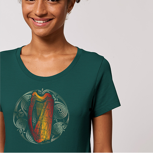 Celtic Harp Organic Fitted T-Shirt