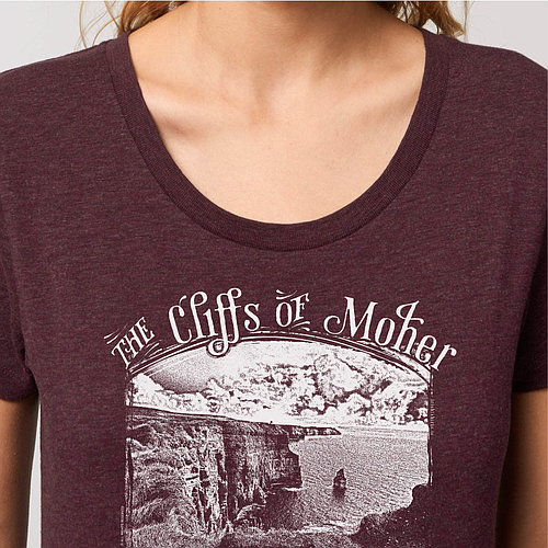 Monochrome Moher Cliffs Organic Fitted T-Shirt