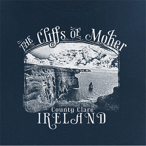 Monochrome Moher Cliffs Organic Fitted T-Shirt