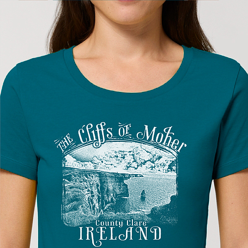 Monochrome Moher Cliffs Organic Fitted T-Shirt